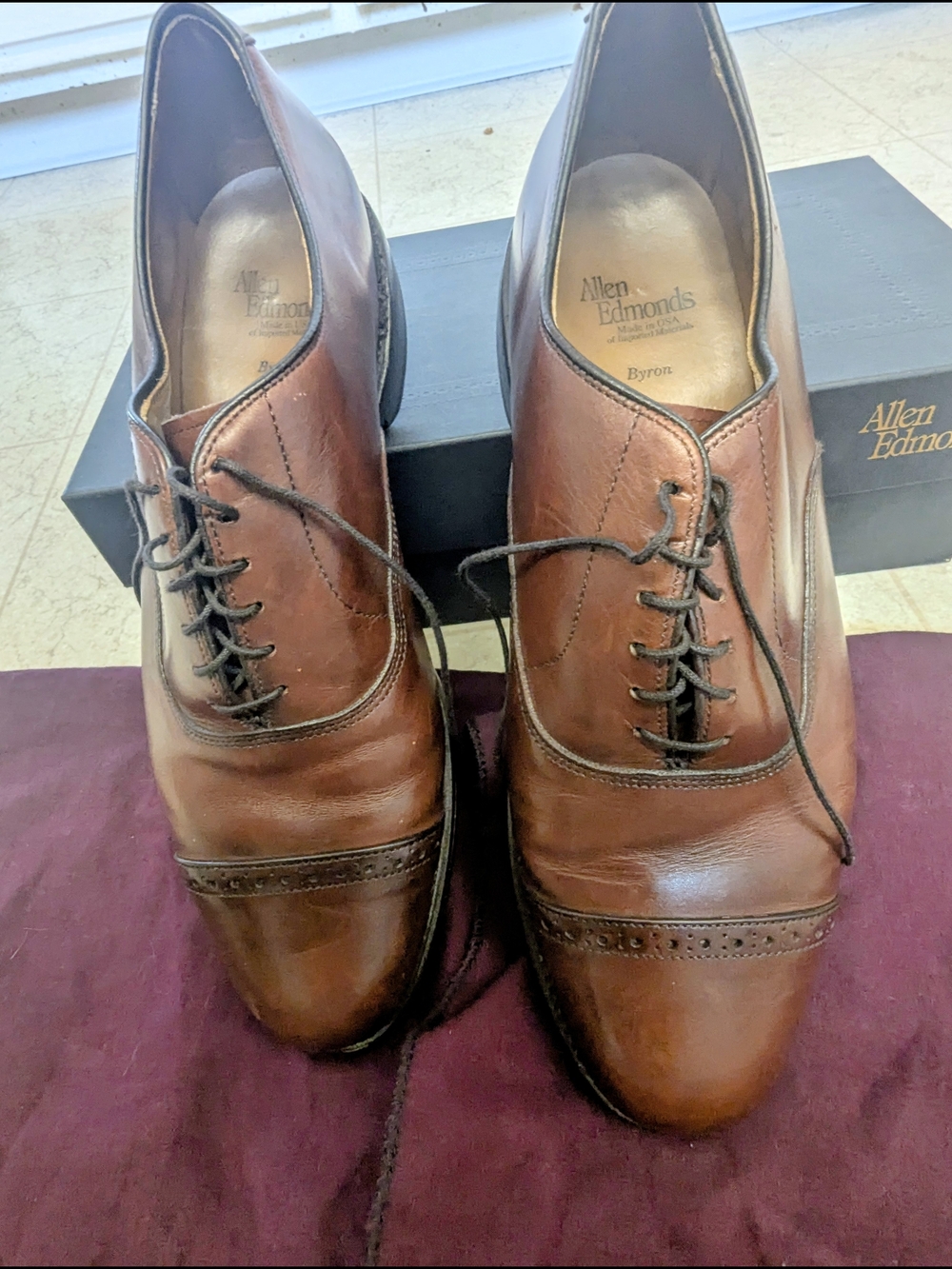 Allen Edmonds Byron Brown Cap Toe Oxford Dress Shoes Men's 10.5 D USA